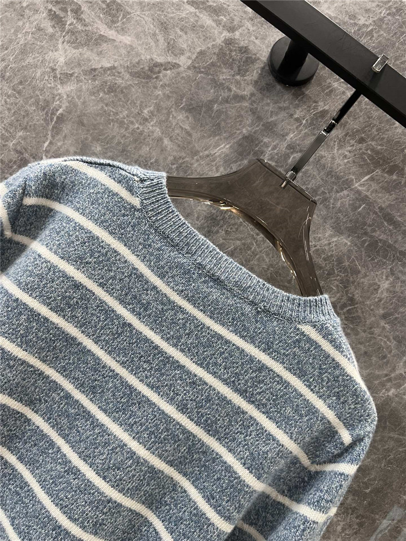 Pra*a striped rib knit sweater blue/white