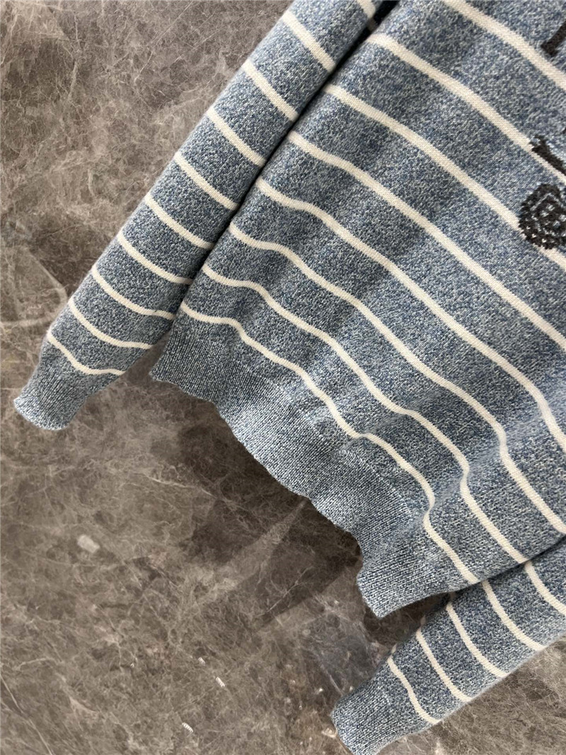 Pra*a striped rib knit sweater blue/white