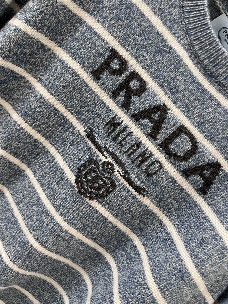 Pra*a striped rib knit sweater blue/white