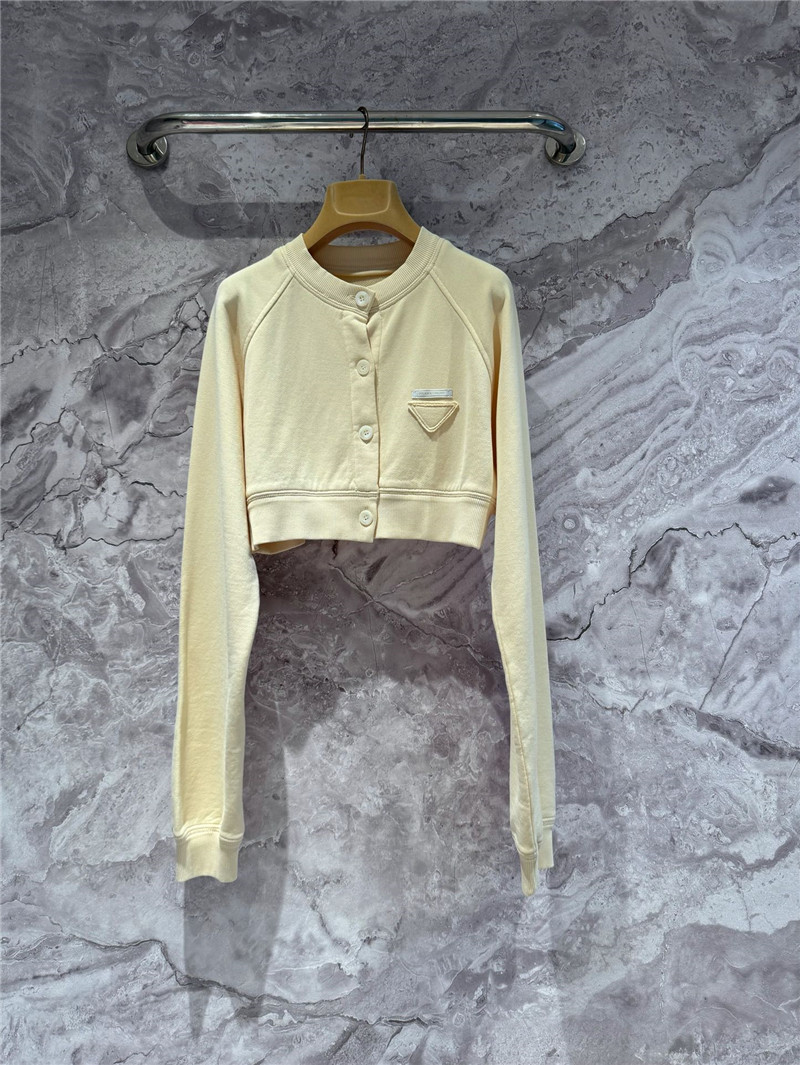 Pra*a cropped sweatshirt cardigan yellow