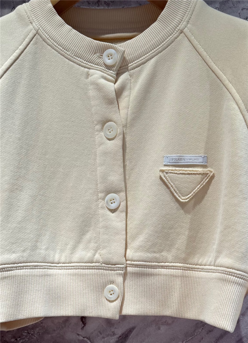 Pra*a cropped sweatshirt cardigan yellow