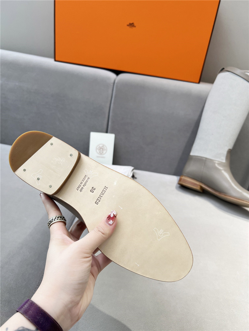 H**me5 canvas gray jumping knee-high boots