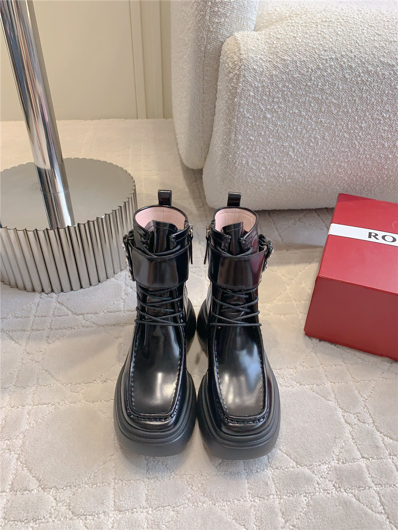 roger vivier D1am0nd buckle calfskin ankle boots