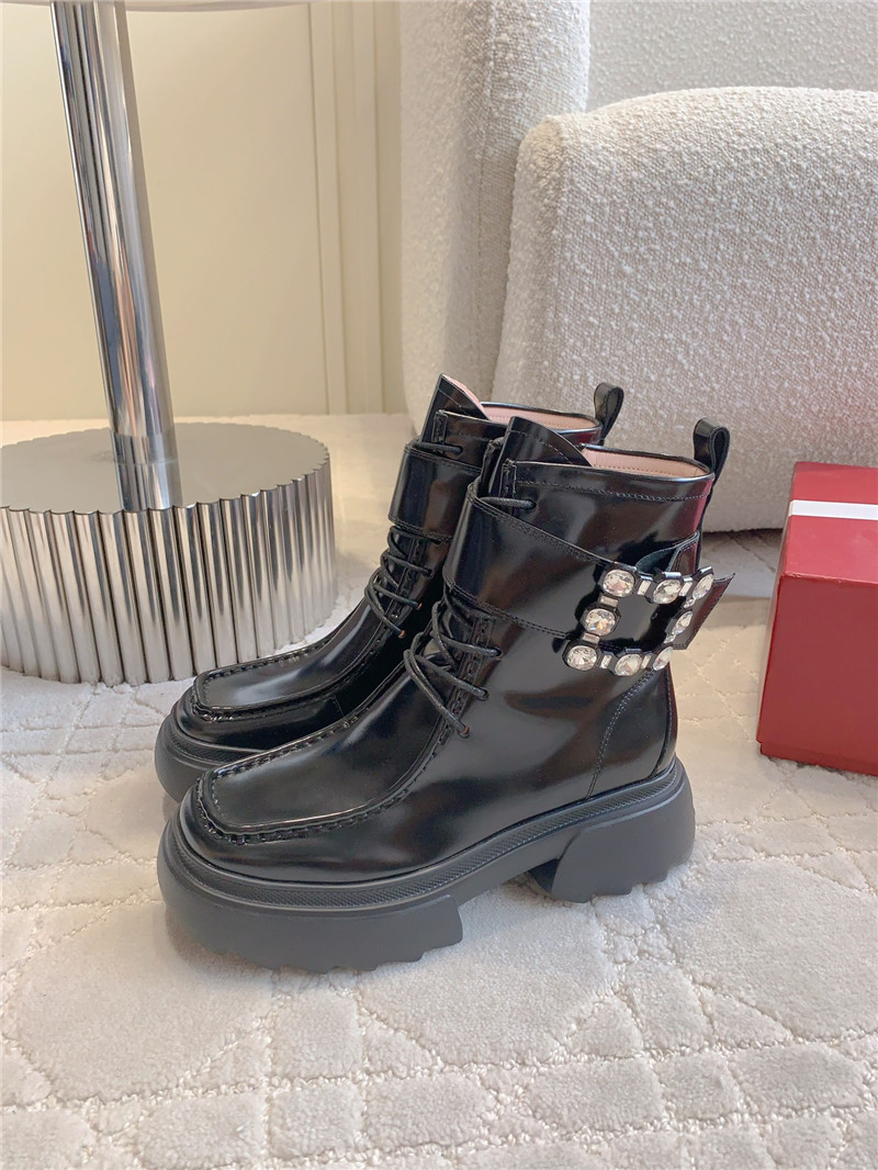 roger vivier D1am0nd buckle calfskin ankle boots