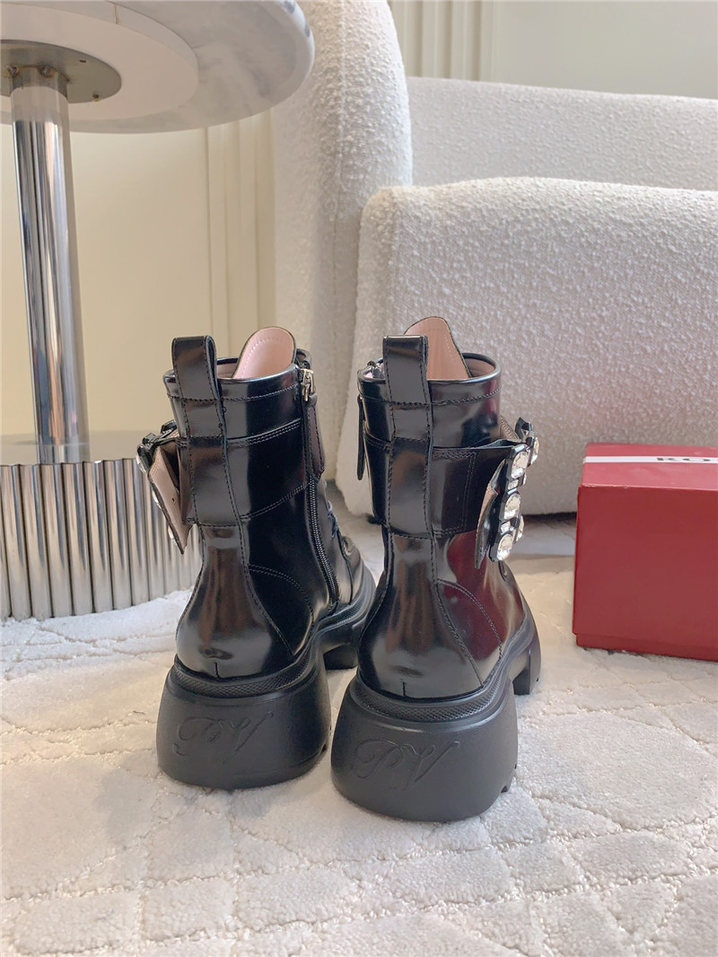 roger vivier D1am0nd buckle calfskin ankle boots