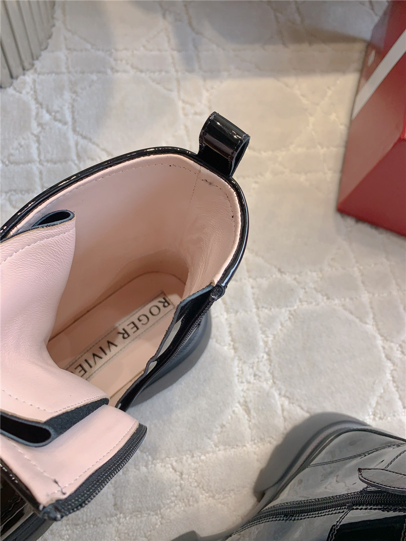 roger vivier D1am0nd buckle patent leather ankle boots