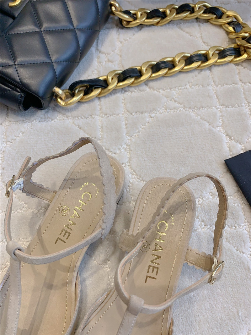 Ch**el camellia slingback flats in beige suede