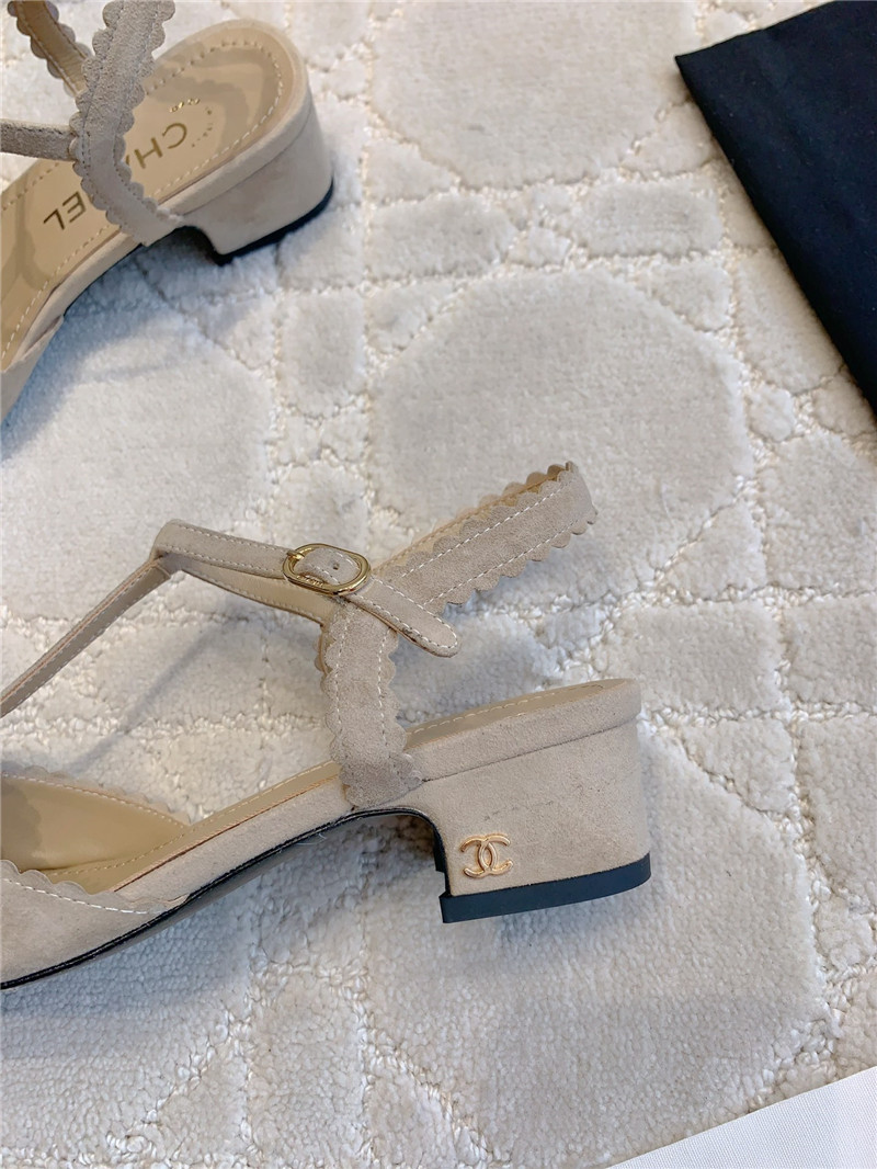 Ch**el camellia slingback flats in beige suede