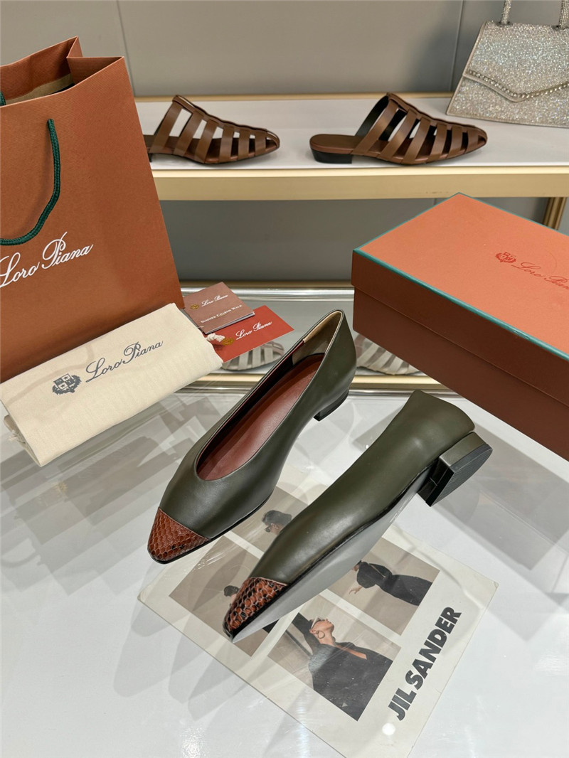 L0r0 P1ana rebecca ballet flats in capers/burnt calfskin