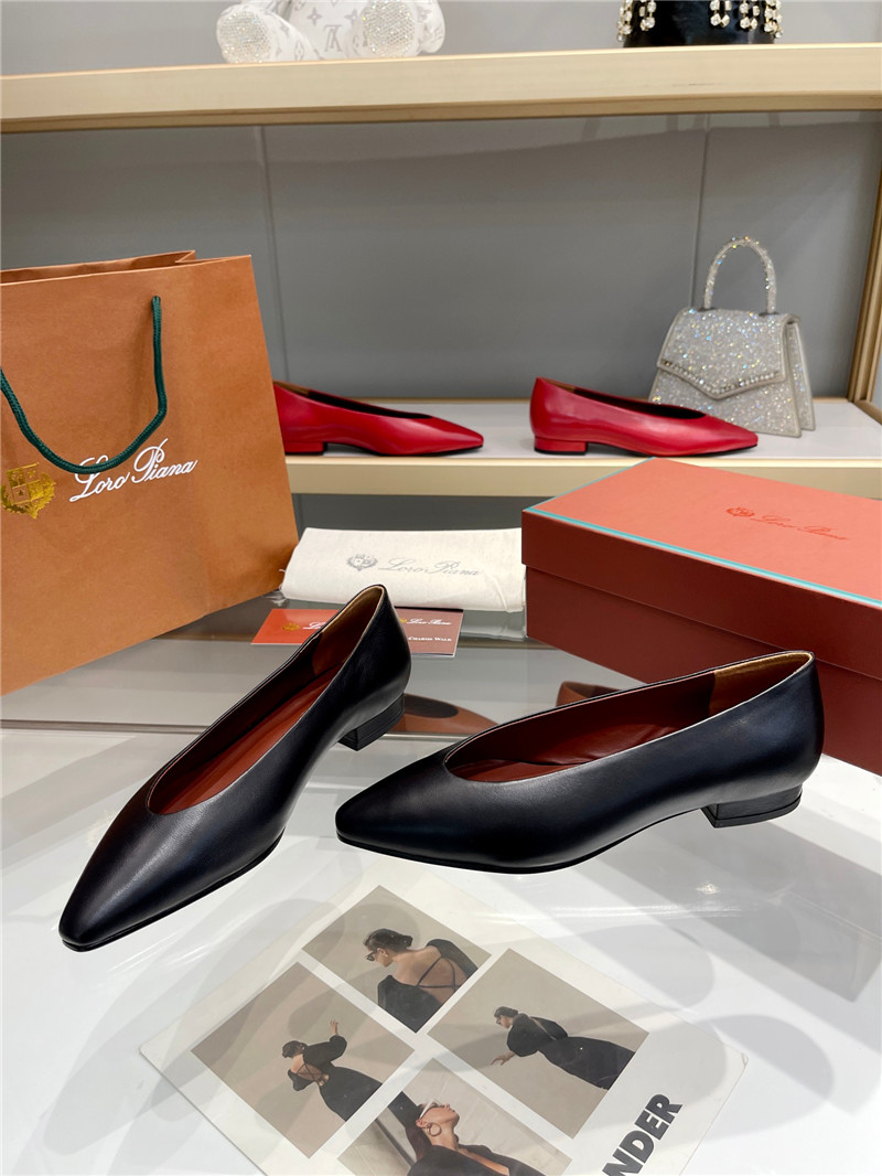 L0r0 P1ana rebecca ballerinas black calfskin