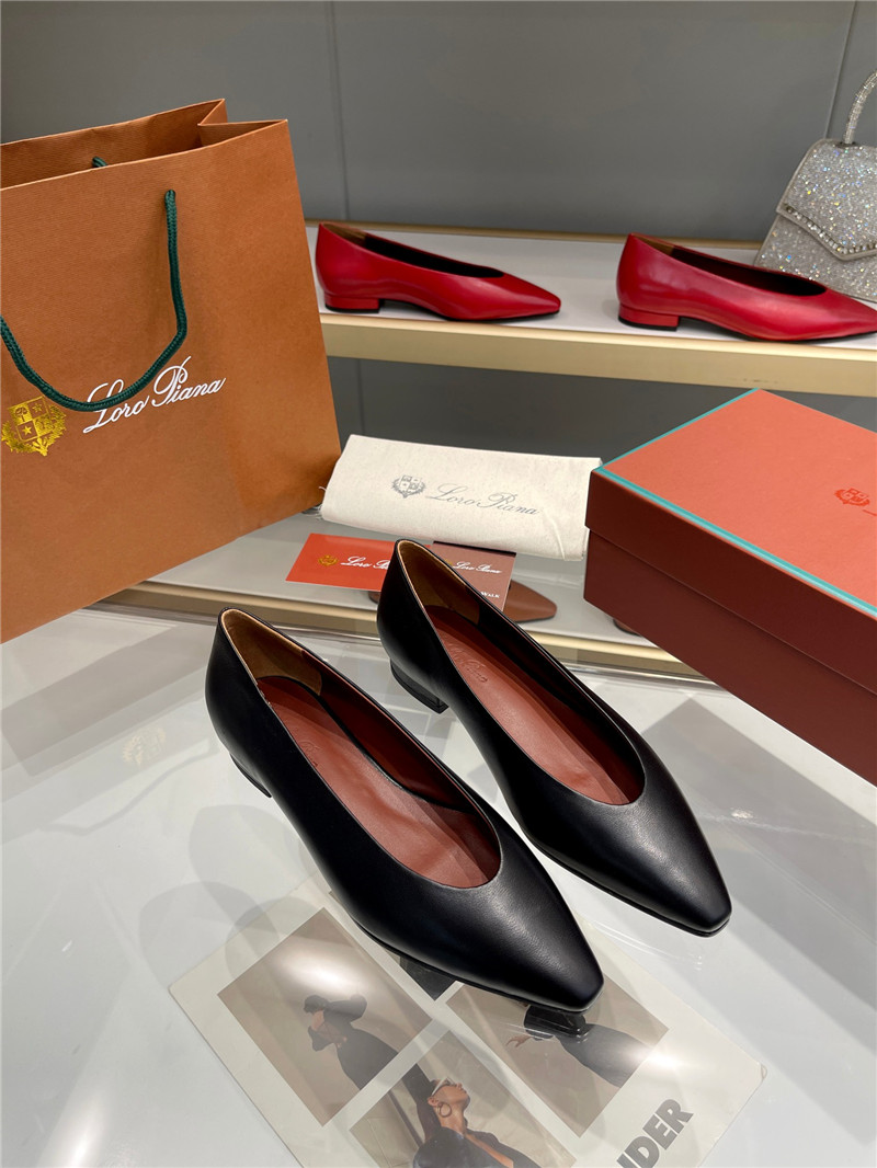 L0r0 P1ana rebecca ballerinas black calfskin