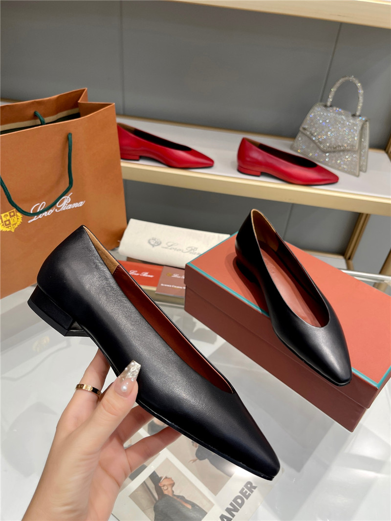 L0r0 P1ana rebecca ballerinas black calfskin