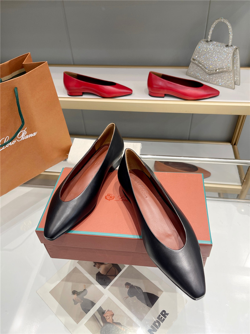 L0r0 P1ana rebecca ballerinas black calfskin