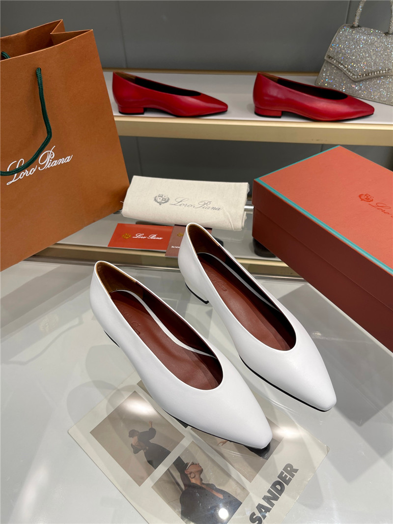 L0r0 P1ana rebecca ballerinas white calfskin