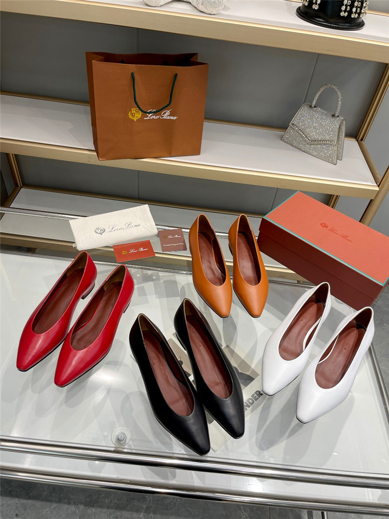 L0r0 P1ana rebecca ballerinas white calfskin