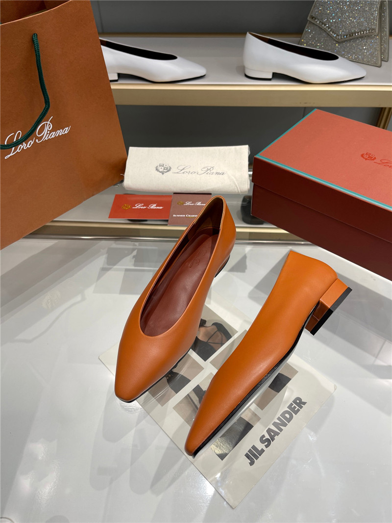 L0r0 P1ana rebecca ballerinas saddle brown calfskin