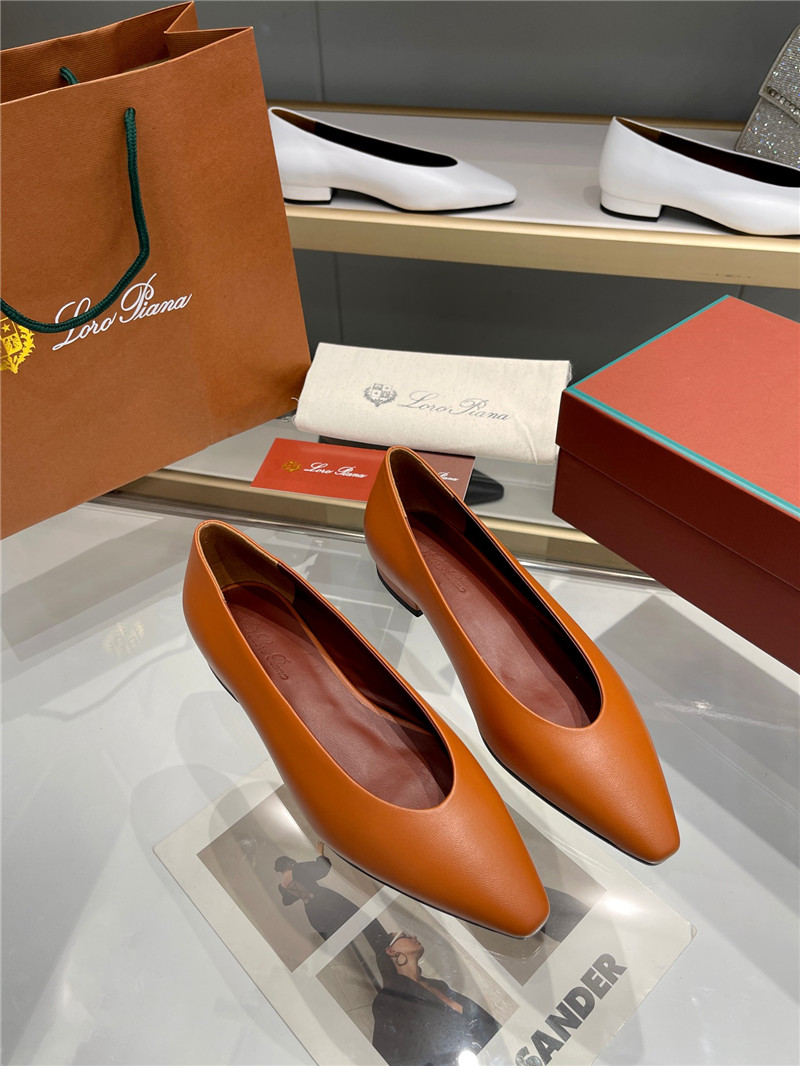 L0r0 P1ana rebecca ballerinas saddle brown calfskin