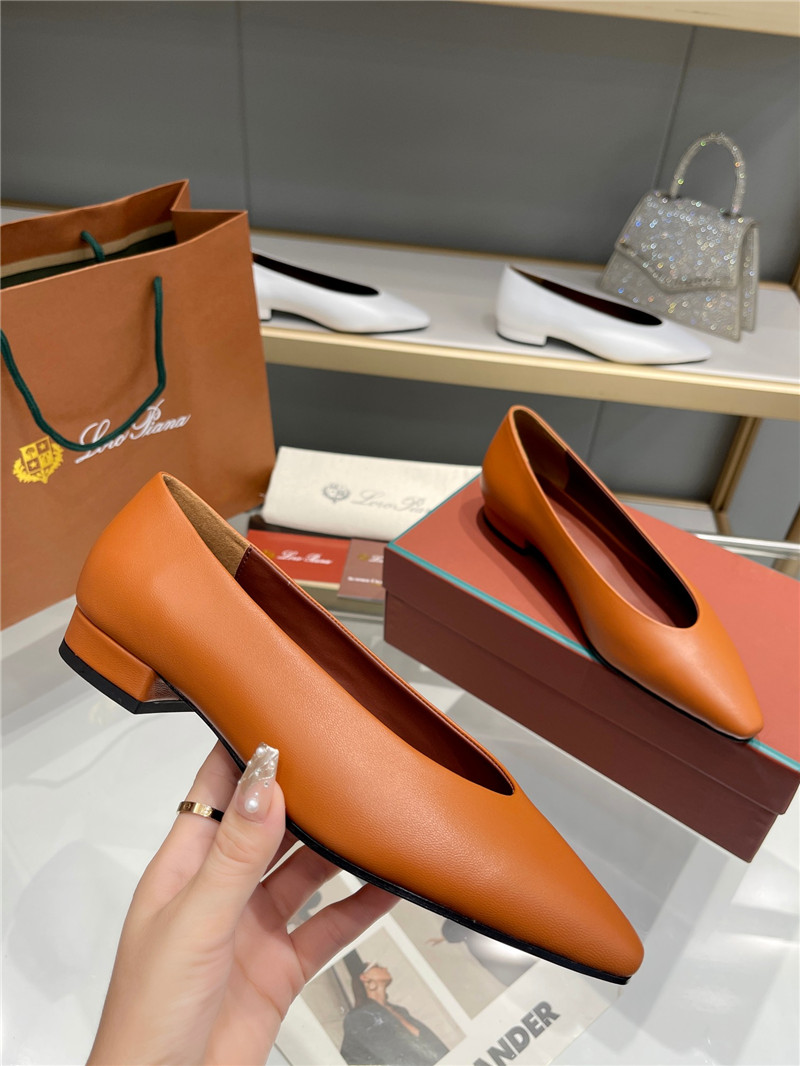 L0r0 P1ana rebecca ballerinas saddle brown calfskin