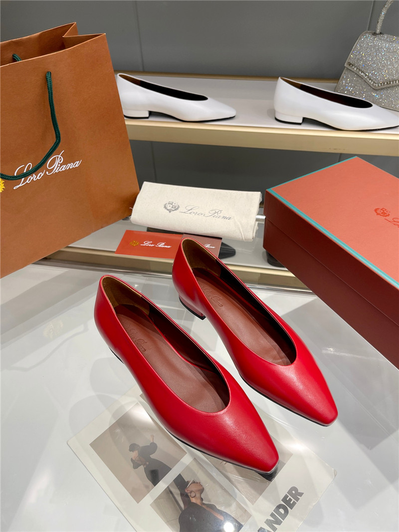 L0r0 P1ana rebecca ballerinas red calfskin