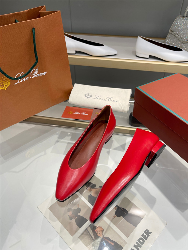 L0r0 P1ana rebecca ballerinas red calfskin