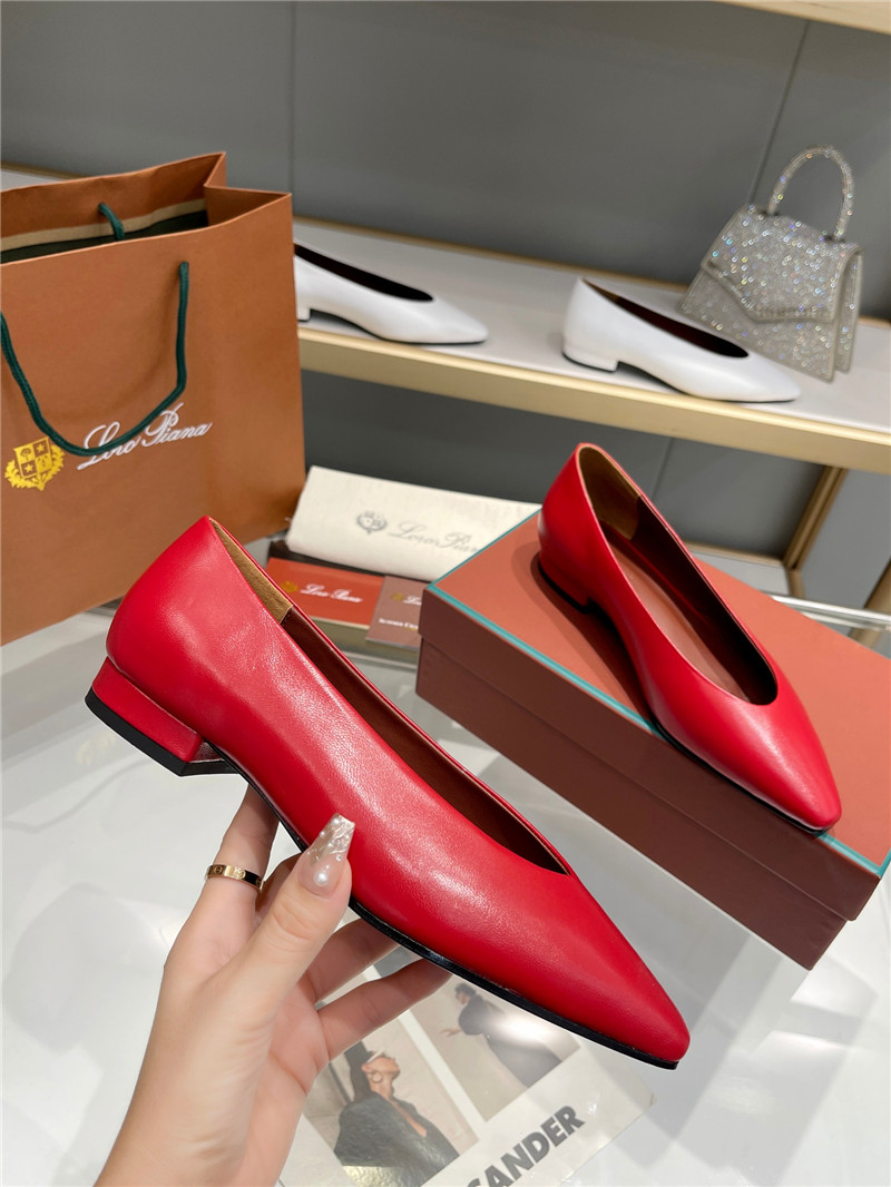 L0r0 P1ana rebecca ballerinas red calfskin