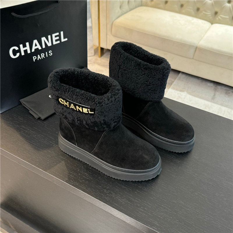 Ch**el black winter suede snow boots