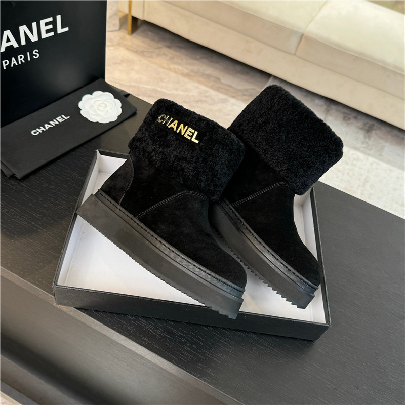 Ch**el black winter suede snow boots