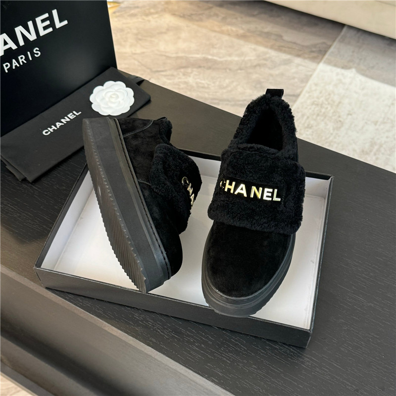 Ch**el black winter suede platform sneakers