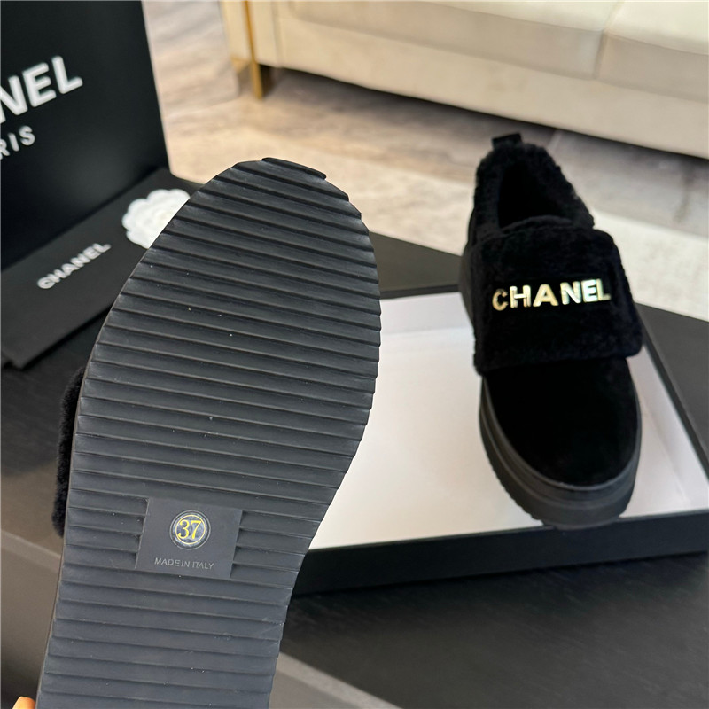 Ch**el black winter suede platform sneakers