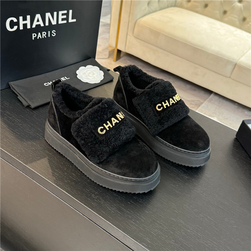 Ch**el black winter suede platform sneakers