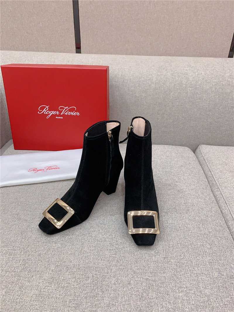Roger Vivier Black Suede Belle Vivier Boots