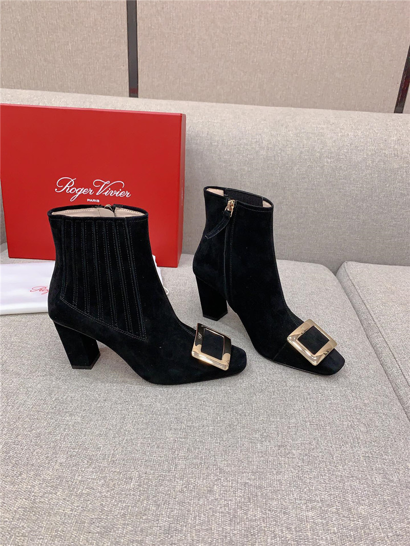Roger Vivier Black Suede Belle Vivier Boots