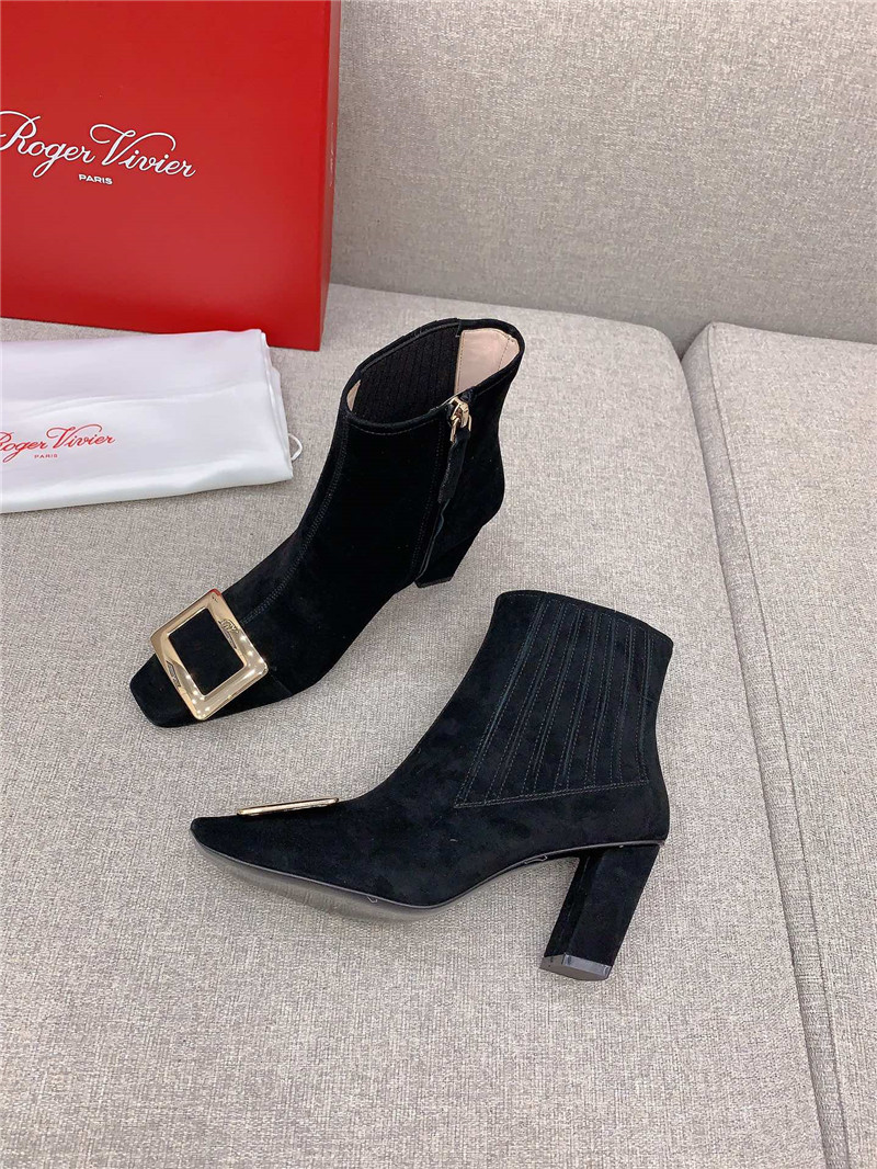 Roger Vivier Black Suede Belle Vivier Boots