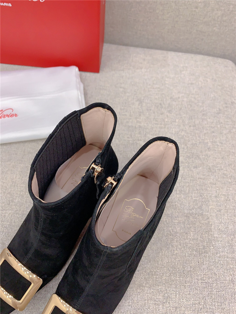 Roger Vivier Black Suede Belle Vivier Boots