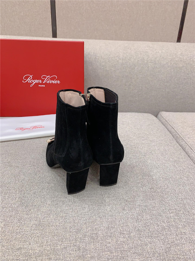 Roger Vivier Black Suede Belle Vivier Boots