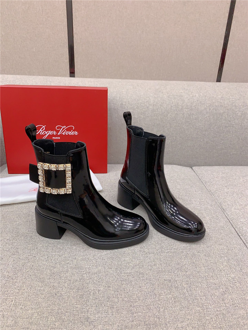 Roger Vivier Viv Rangers Patent-Leather Ankle Boots