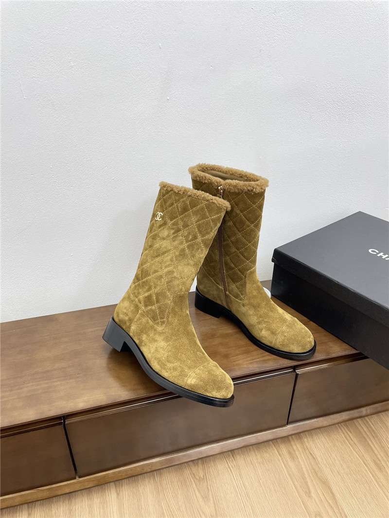 Ch**el suede zip mid-calf boots