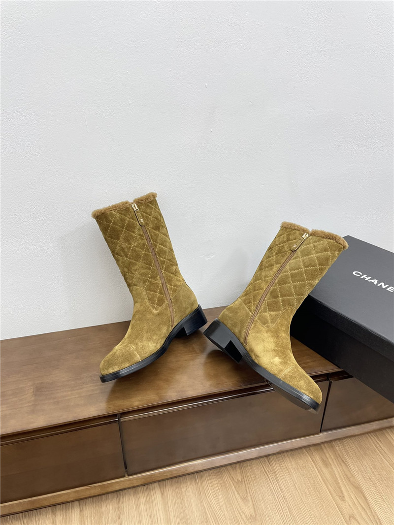 Ch**el suede zip mid-calf boots