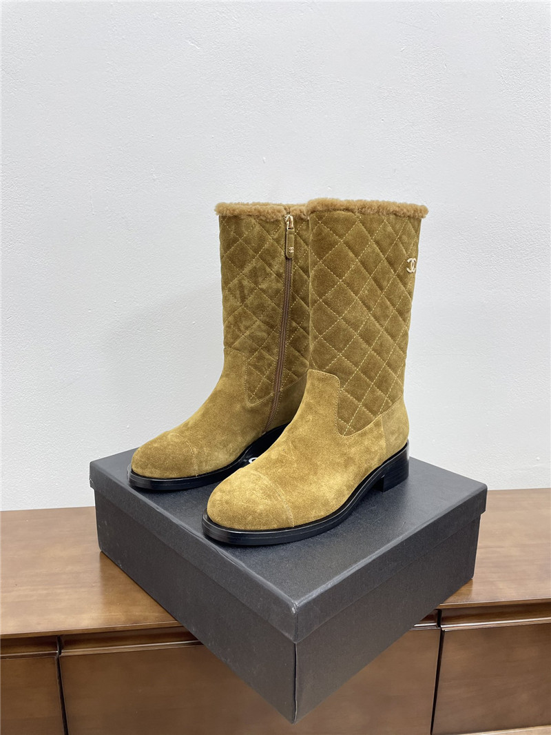 Ch**el suede zip mid-calf boots