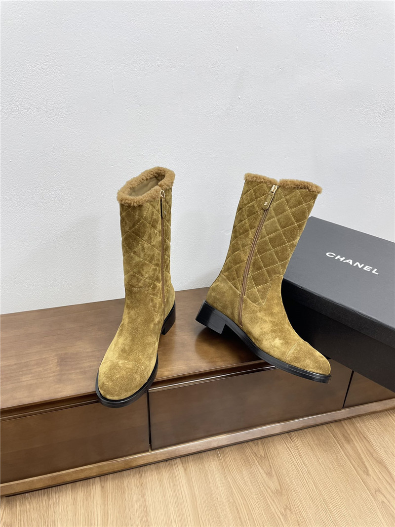 Ch**el suede zip mid-calf boots