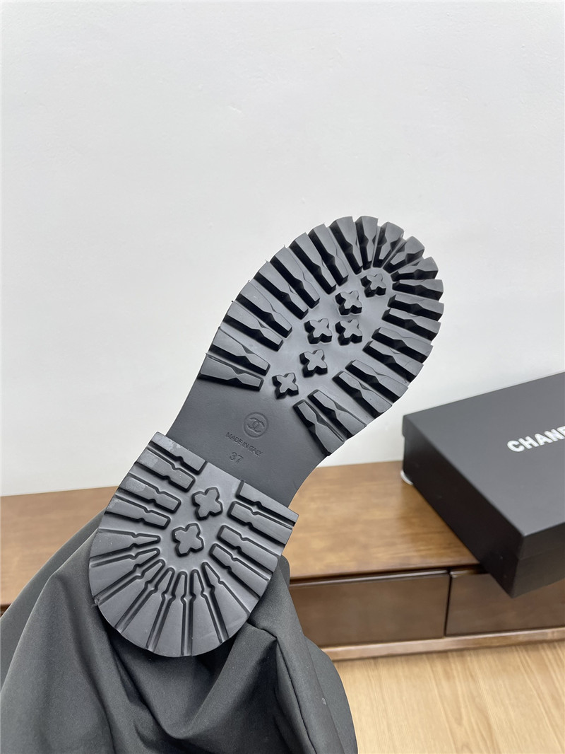 Ch**el calfskin zippered knee-high boots