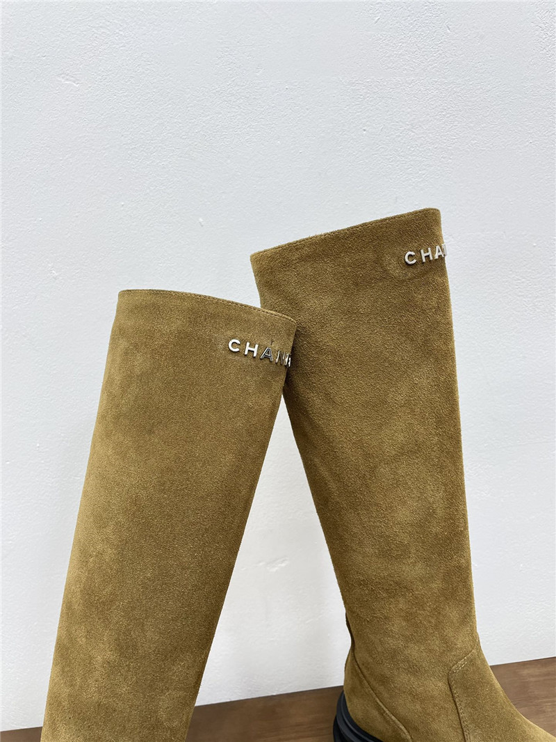 Ch**el suede zippered knee-high boots