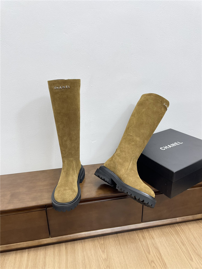 Ch**el suede zippered knee-high boots