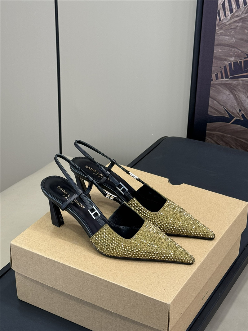 Sa1nt Lau*nt andree embellished satin slingback pumps