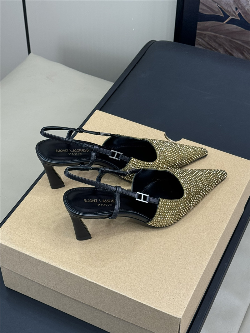 Sa1nt Lau*nt andree embellished satin slingback pumps