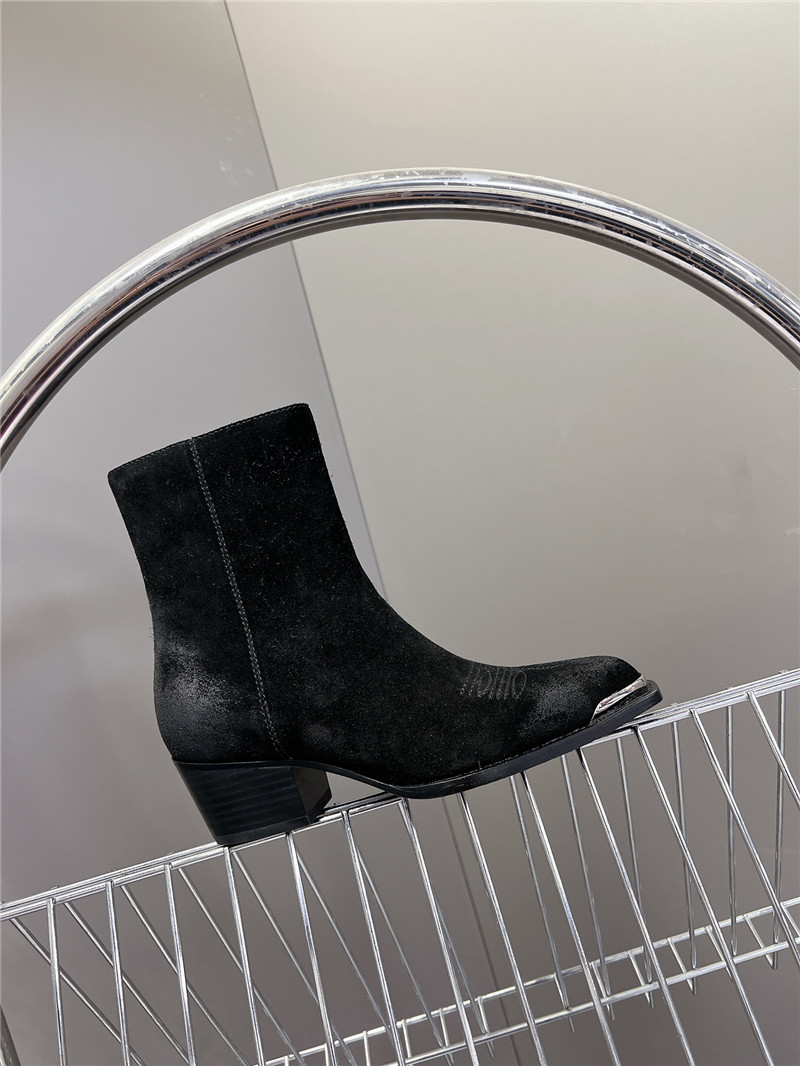 Ce1i*e black zipped western boots in suede calfskin