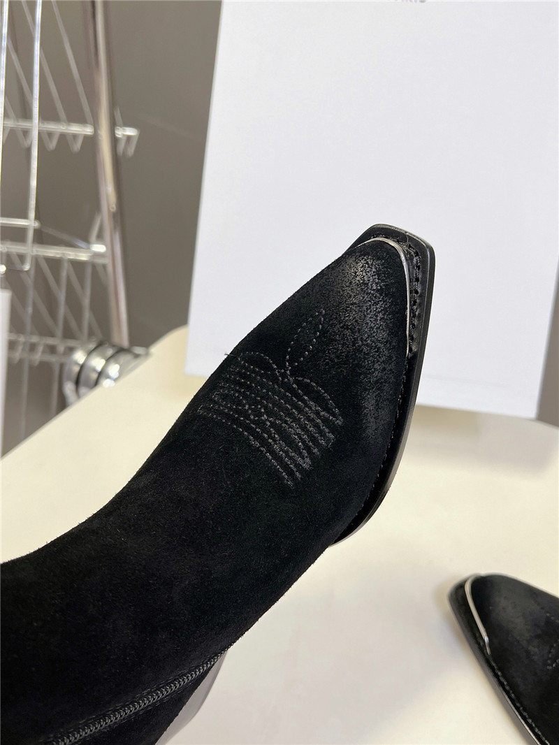 Ce1i*e black zipped western boots in suede calfskin