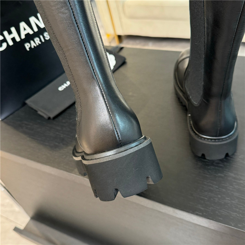 Ch**el knee-high calf leather boots