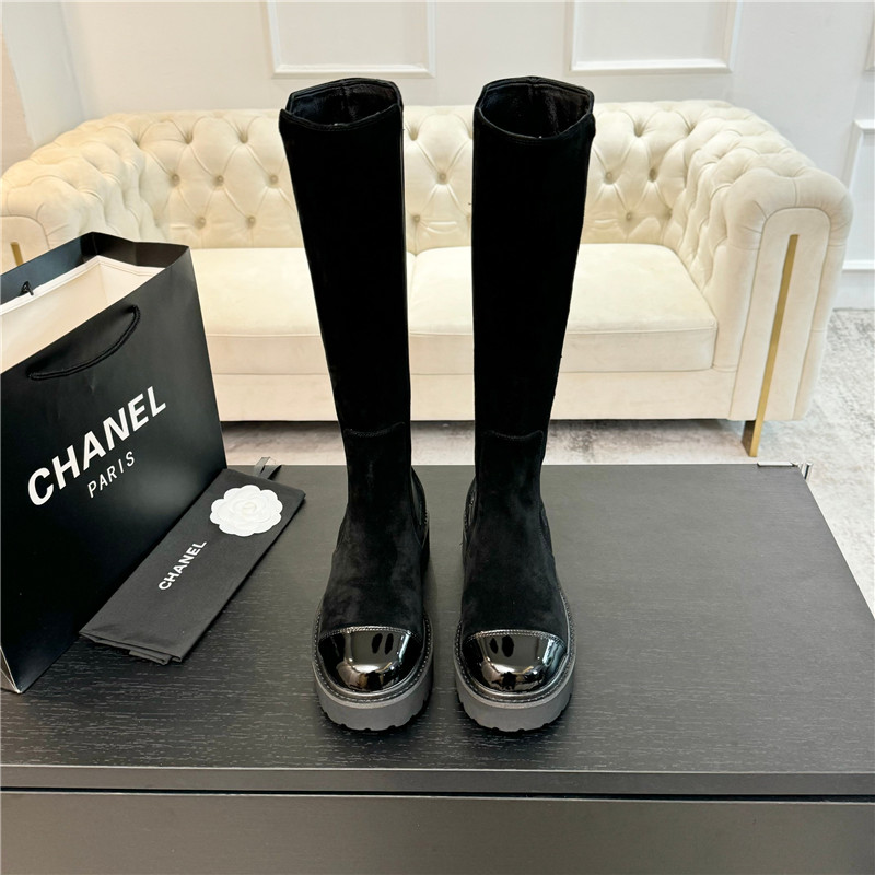 Ch**el knee-high suede leather boots