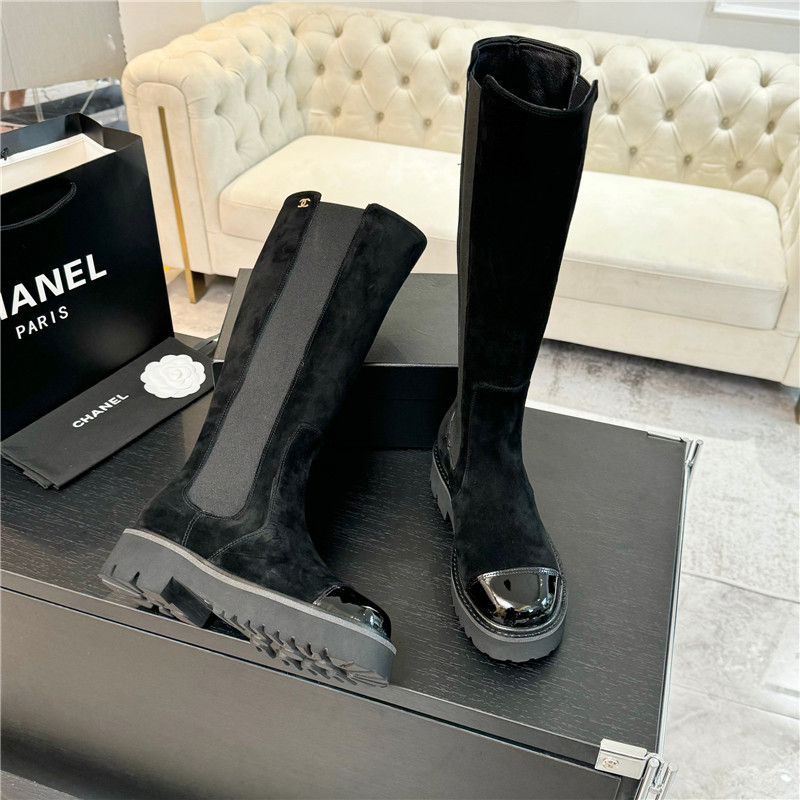 Ch**el knee-high suede leather boots